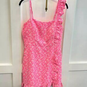 Lilly Pulitzer Maetha Romper - Aura Pink Check You Out - Size 8 - NWOT